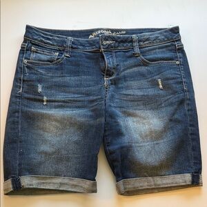 Arizona Jean Company Women's Dark Blue Denim Roll-Cuff Bermuda Shorts